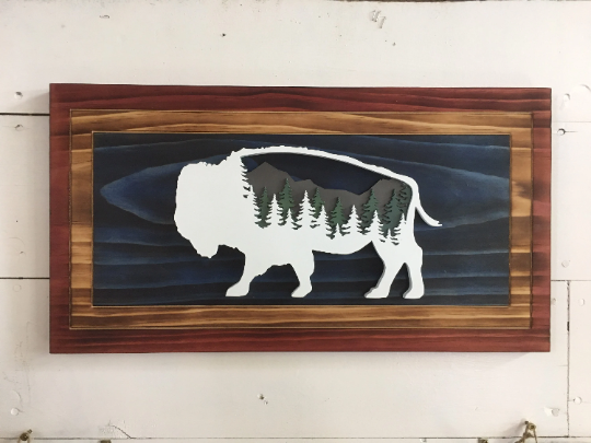 Wyoming Flag with mountain scene Medium